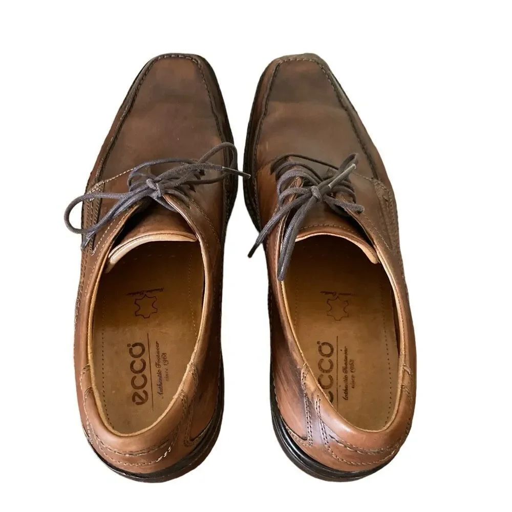 Ecco Shoes Mens Size 11 Leather Square Toe Oxfords